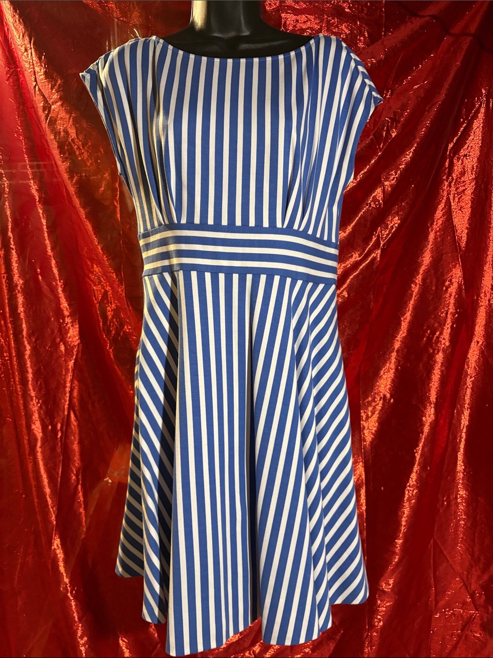 kate spade Striped Blue and White Fit-and-Flare Dress